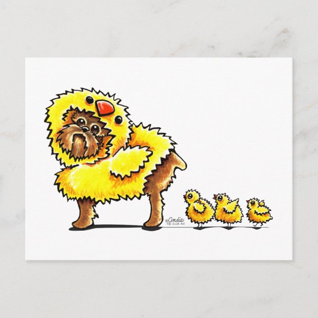 Brussels Griffon Chick Påsk Helg Vykort (Framsida)