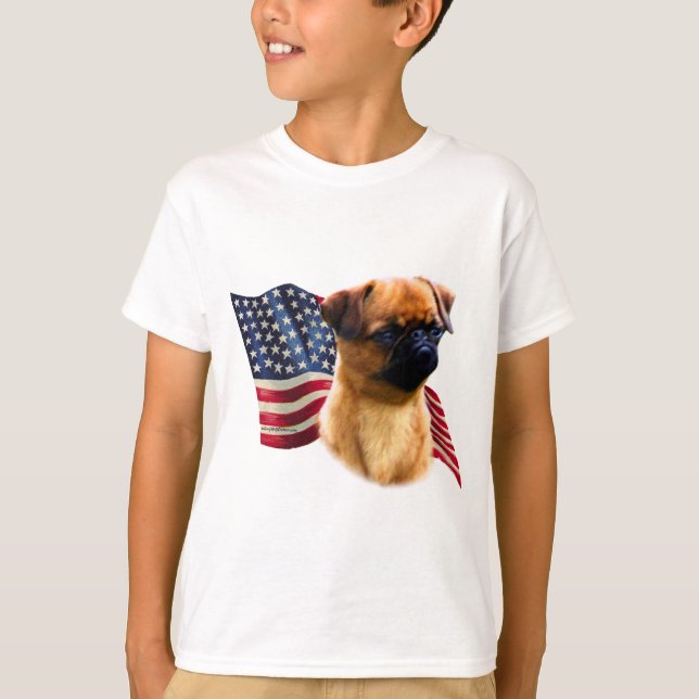 Brussels Griffon Flagga T-shirt (Framsida)