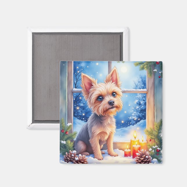 Brussels Griffon Frostat Fönster Julkonst Magnet (Front/Back)