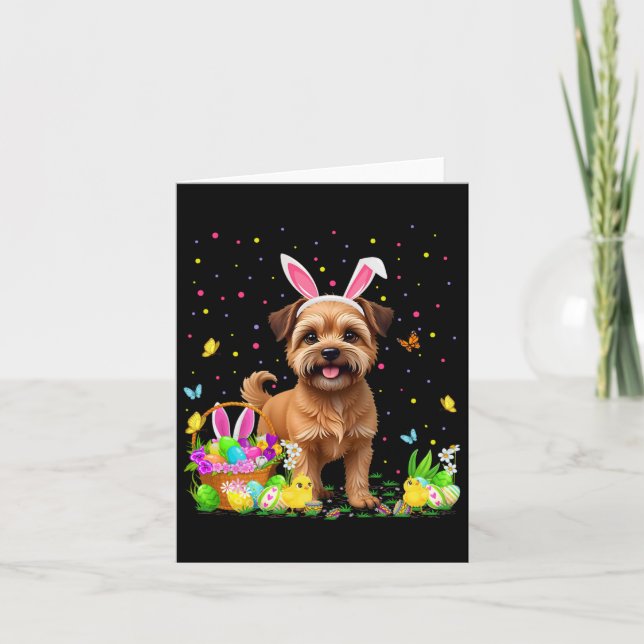 Brussels Griffon Hund Påskägg Hunt Bunny Ear Hap Kort (Framsida)