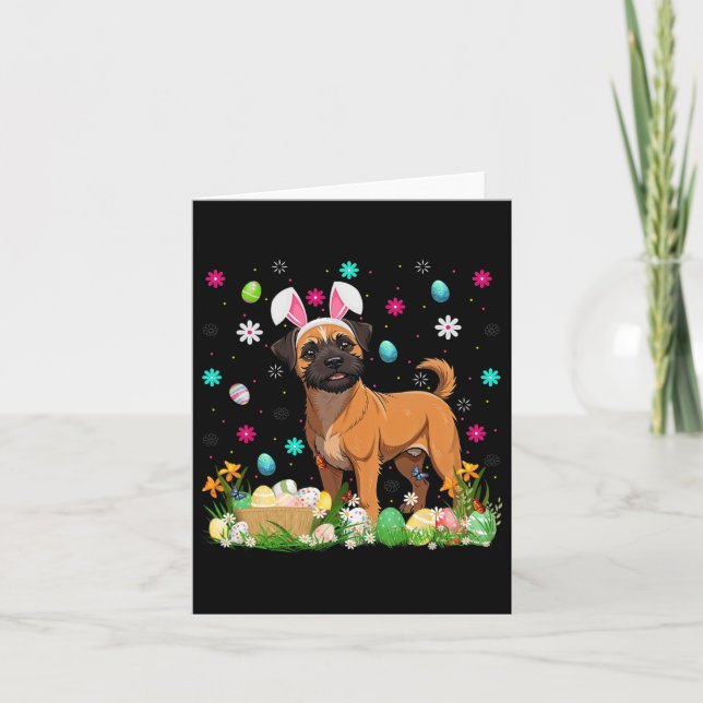 Brussels Griffon Hund Påskägg Hunt Bunny Ear Hap Kort (Framsida)