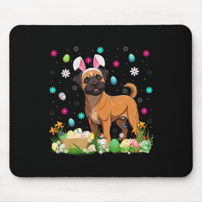 Brussels Griffon Hund Påskägg Hunt Bunny Ear Hap Musmatta (Framsidan)