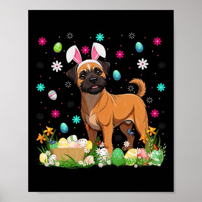 Brussels Griffon Hund Påskägg Hunt Bunny Ear Hap Poster (Framsidan)