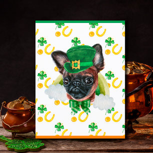 Brussels Griffon Hund Shamrock St. Patricks Dag Helg Vykort