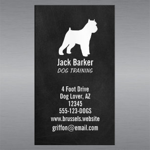 Brussels Griffon Hund Silhouette Chalkboard Stil Visitkortmagnet