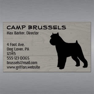 Brussels Griffon Hund Silhouette Wood Grain Stil Visitkortmagnet