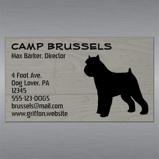 Brussels Griffon Hund Silhouette Wood Grain Stil Visitkortmagnet (Skapare uppladdad)