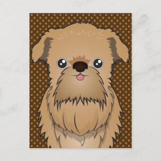 Brussels Griffon Hund Tecknad Tassar Vykort