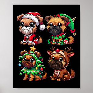 Brussels Griffon Julgran Santa Elf Costume Poster