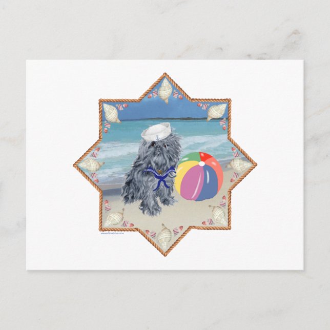 Brussels Griffon på stranden Vykort (Framsida)