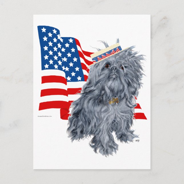 Brussels Griffon Patriotisk Vykort (Framsida)