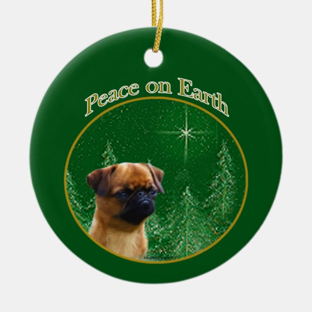 Brussels Griffon Peace Julgransprydnad Keramik (Framsidan)