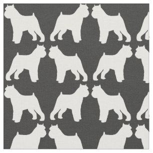 Brussels Griffon Silhouettes Grått och White Tyg