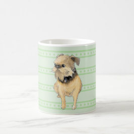Brussels Griffon Sittande Akvarell i Grönt Kaffemugg