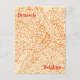 Brussels Map Vykort
