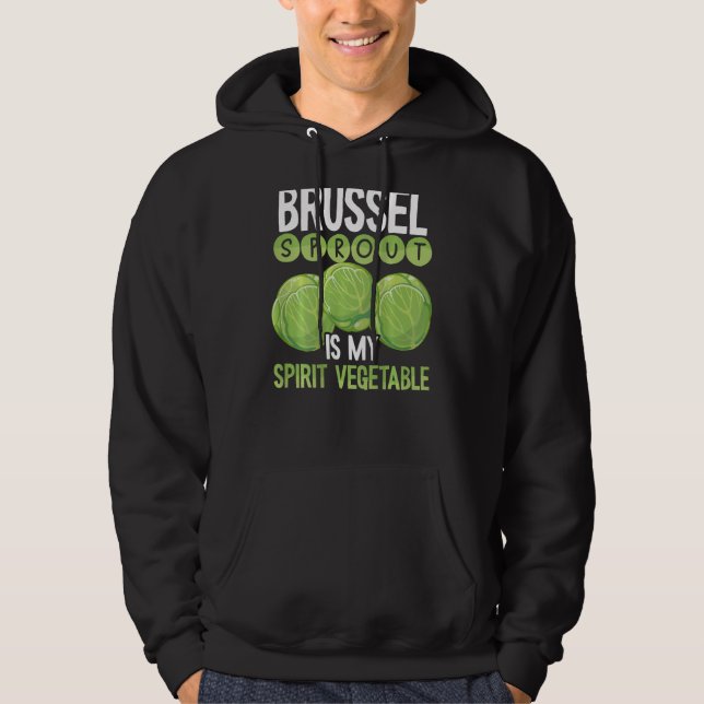 Brussels Sprout Is My Spirit Vegetable Backprint V Hoodie (Framsida)