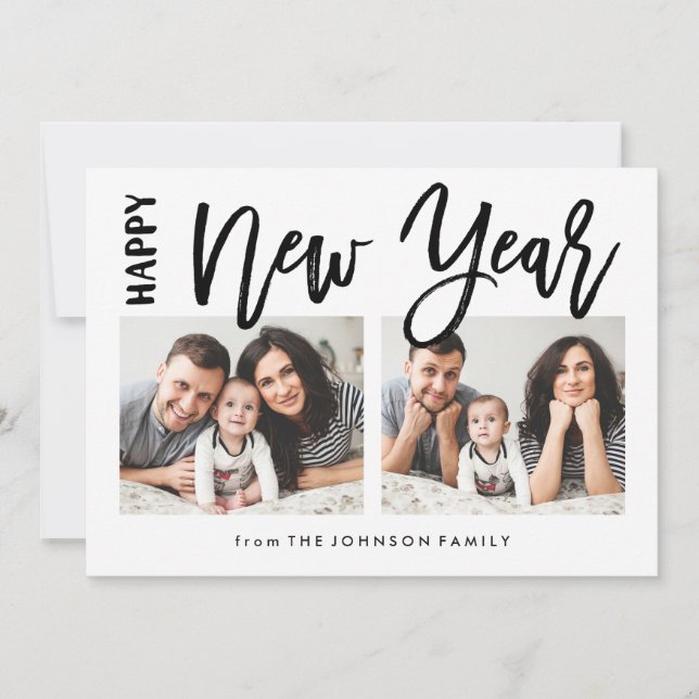 Brusted New Year Helgdag Collage 2 Photo Card Julkort (Framsida)