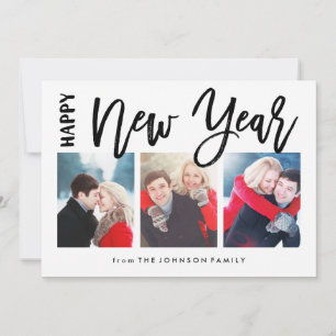 Brusted New Year Helgdag Collage 3 Photo Card Julkort