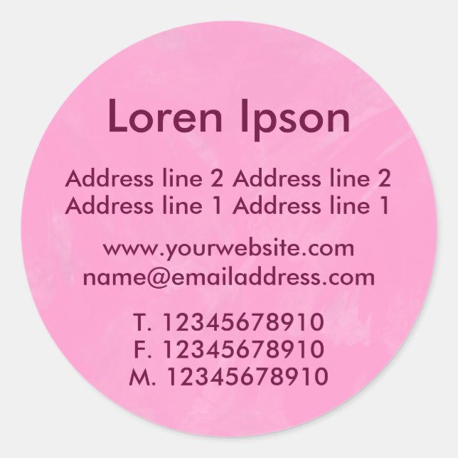 Brusted Rosa Business/Profile Runt Klistermärke (Framsida)