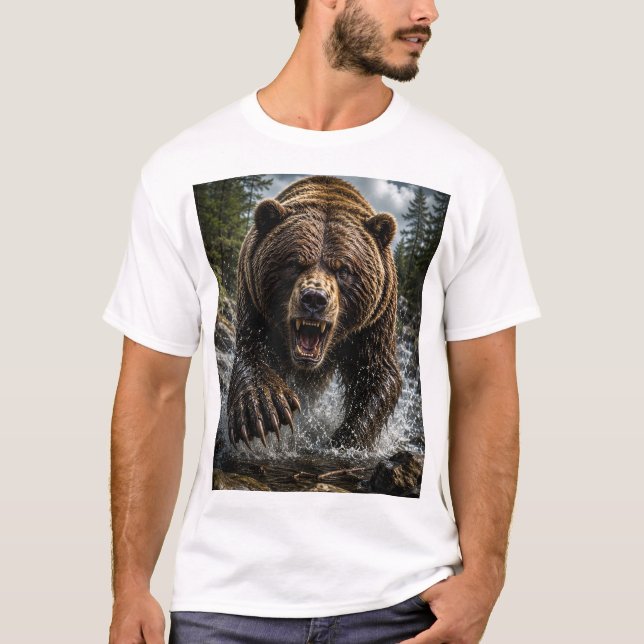 Brutal Grizzlybjörn – Hyperrealistisk 3D T Shirt (Framsida)