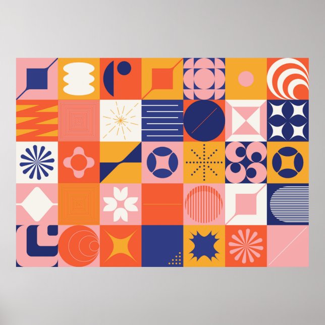 Brutalismens konst inspirerade abstrakt mönster, s poster (Framsidan)