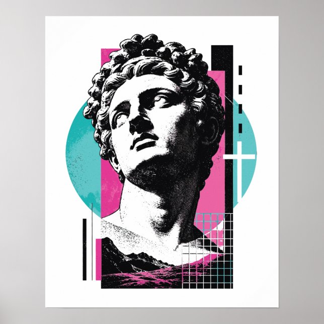 Brutalist Retro Jesus Grekisk Staty Kolosserbrevet Poster (Framsidan)