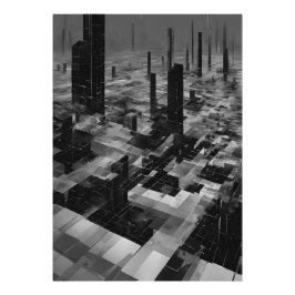 Brutalistisk cyberstads monokrom arkitektur fototryck