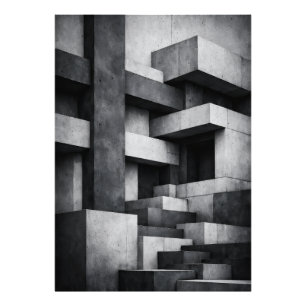 Brutalistisk Penthouse-inredning Monokrom Interiör Fototryck