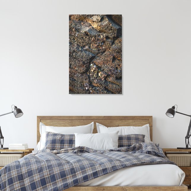 Brutalistisk vulkanisk basalt stentryktur canvastryck (Insitu (sovrum))
