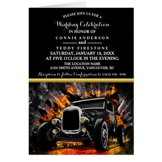 Brutbröllopsinbjudan till Hot rod party Hälsningskort (Framsidan)