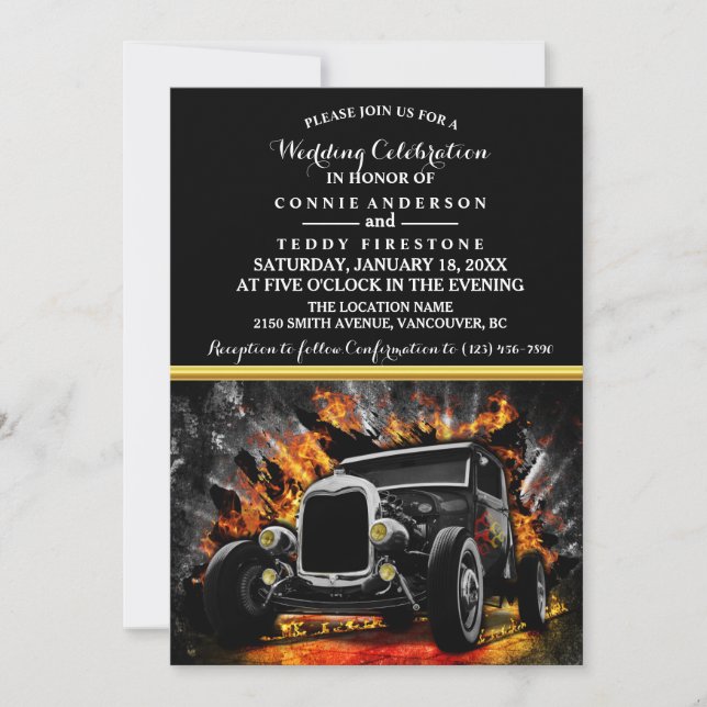 Brutbröllopsinbjudan till Hot rod party Inbjudningar (Framsida)