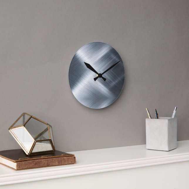 Bruten Aluminium Makro Struktur Rund Klocka (Kontor)