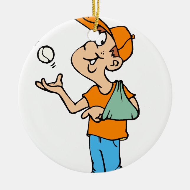 Bruten armspelare julgransprydnad keramik (Framsidan)