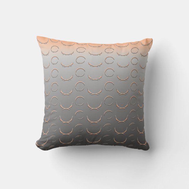 Bruten cirkel Art Deco Grått Peach Kudde (Framsida)