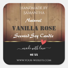 Bruten förpackning av träbetsprodukter Heart Fyrkantigt Klistermärke