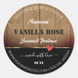 Bruten förpackning av träbetsprodukter Heart Runt Klistermärke