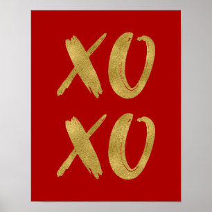 Bruten guldfoil XOXO Valentine Poster Sign