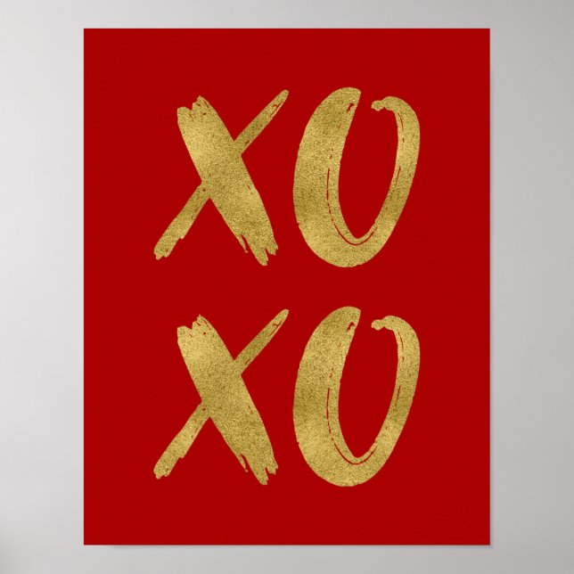 Bruten guldfoil XOXO Valentine Poster Sign (Framsidan)