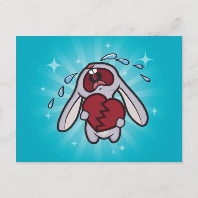 Bruten Hearted Bunny (Blue) Postcard Art Vykort (Framsida)