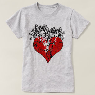 Bruten hjärta med Döskallar T Shirt