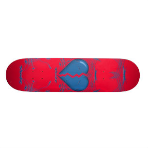 Bruten hjärta/(röd & blått) stam- Skateboard, Skateboard Bräda 21,5 Cm