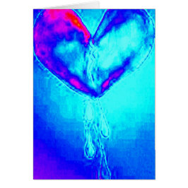 Bruten hjärtaöverlevande för blått hälsningskort