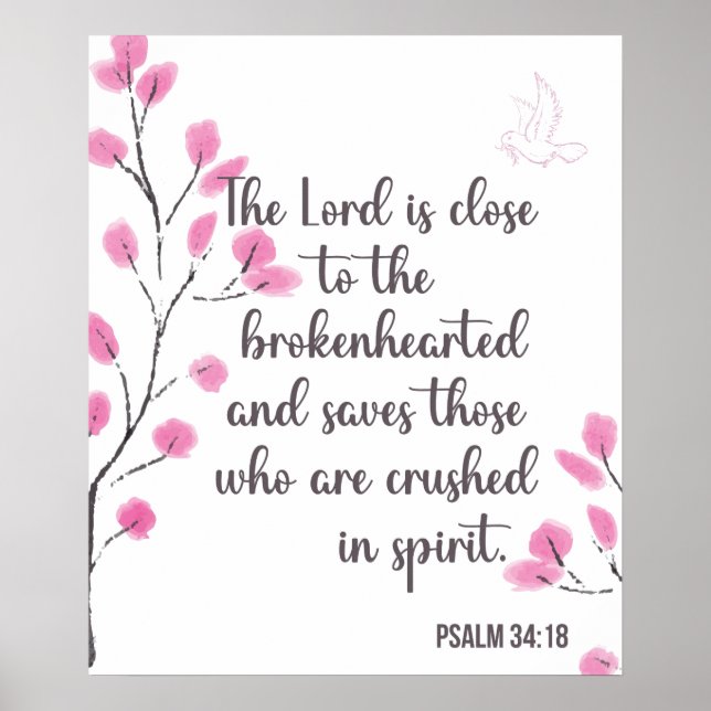 Bruten hörd och krossad i spritpsalm 34:18 poster (Framsidan)