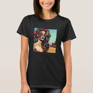 Bruten konst Abstrakt kvinna på stranden T Shirt
