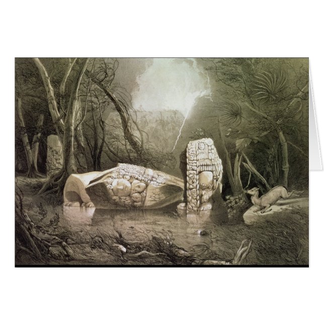 Bruten Mayan förebild på Copan, Guatemala Hälsningskort (Framsidan Horizontal)