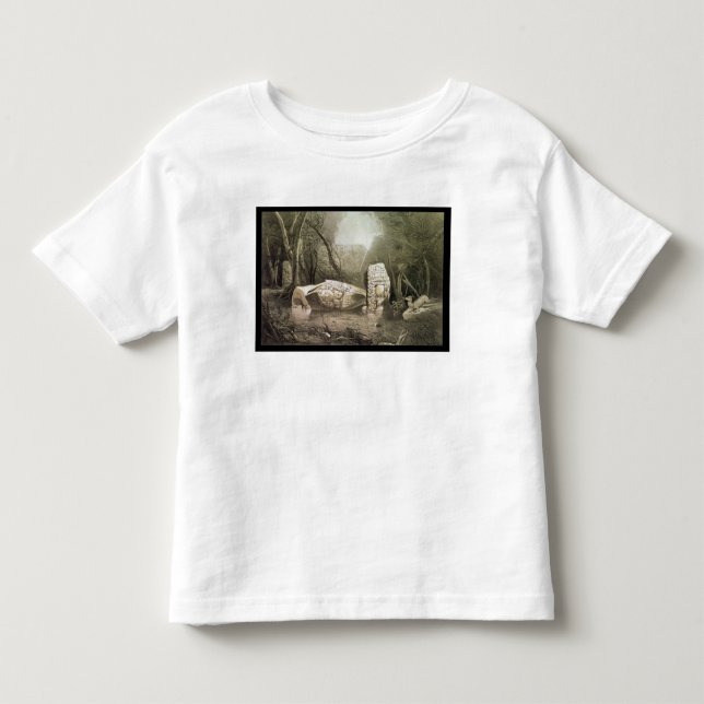 Bruten Mayan förebild på Copan, Guatemala T-shirt (Framsida)