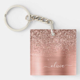 Bruten Metall Ro Guld Rosa Glitter Monogram