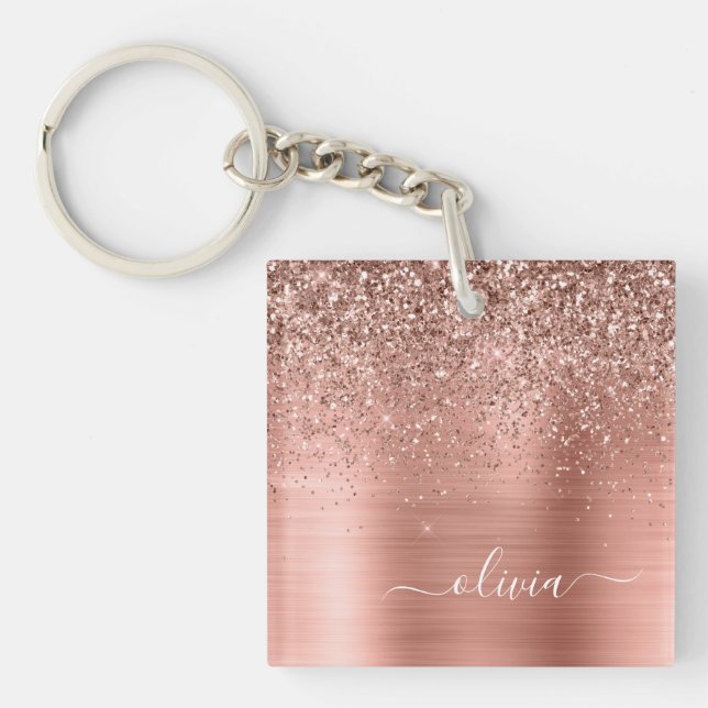 Bruten Metall Ro Guld Rosa Glitter Monogram (Framsidan)