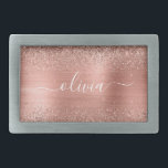 Bruten Metall Ro Guld Rosa Glitter Monogram<br><div class="desc">Ro Guld -  Rosa Faux Foil Metallic Gnistra Glitter Brushed Metall Monogram Namn Bälte Buckle. Detta gör perfekt studenten,  söt 16 16,  18,  21,  30,  40,  50,  60,  70,  80,  90:e,  100-årsdag,  bröllop,  möhippa,  årsdag,  babydusch eller bachelorette-gåva till någon som glam lyx och chic stilar.</div>
