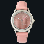 Bruten Metall Ro Guld Rosa Glitter Monogram Armbandsur<br><div class="desc">Ro Guld -  Rosa Faux Foil Metallic Gnistra Glitter Brushed Metall Monogram Namn Watch. Det gör perfekten söt 16-årsjubileum,  bröllop,  möhippa,  årsdag,  babydusch eller bachelorette-fest för någon som glam lyxen och chic stilar i kärlek.</div>